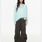 Gingham Sash Belt Wide Cargo Pants EZK0104