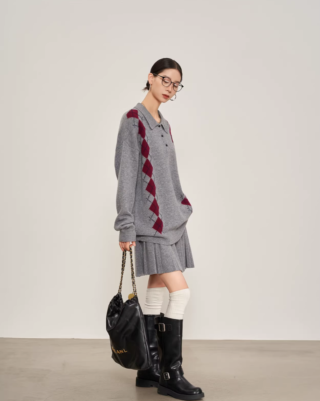 Argyle Knit Tops / Knit Mini Skirt SUY0028