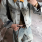 Color-Block Lapel Denim Jacket WWP0002