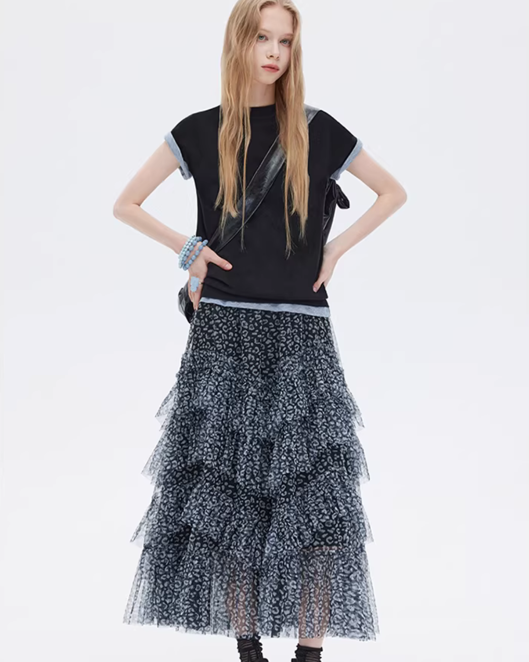 Mesh Cake Long Skirt SHN0036