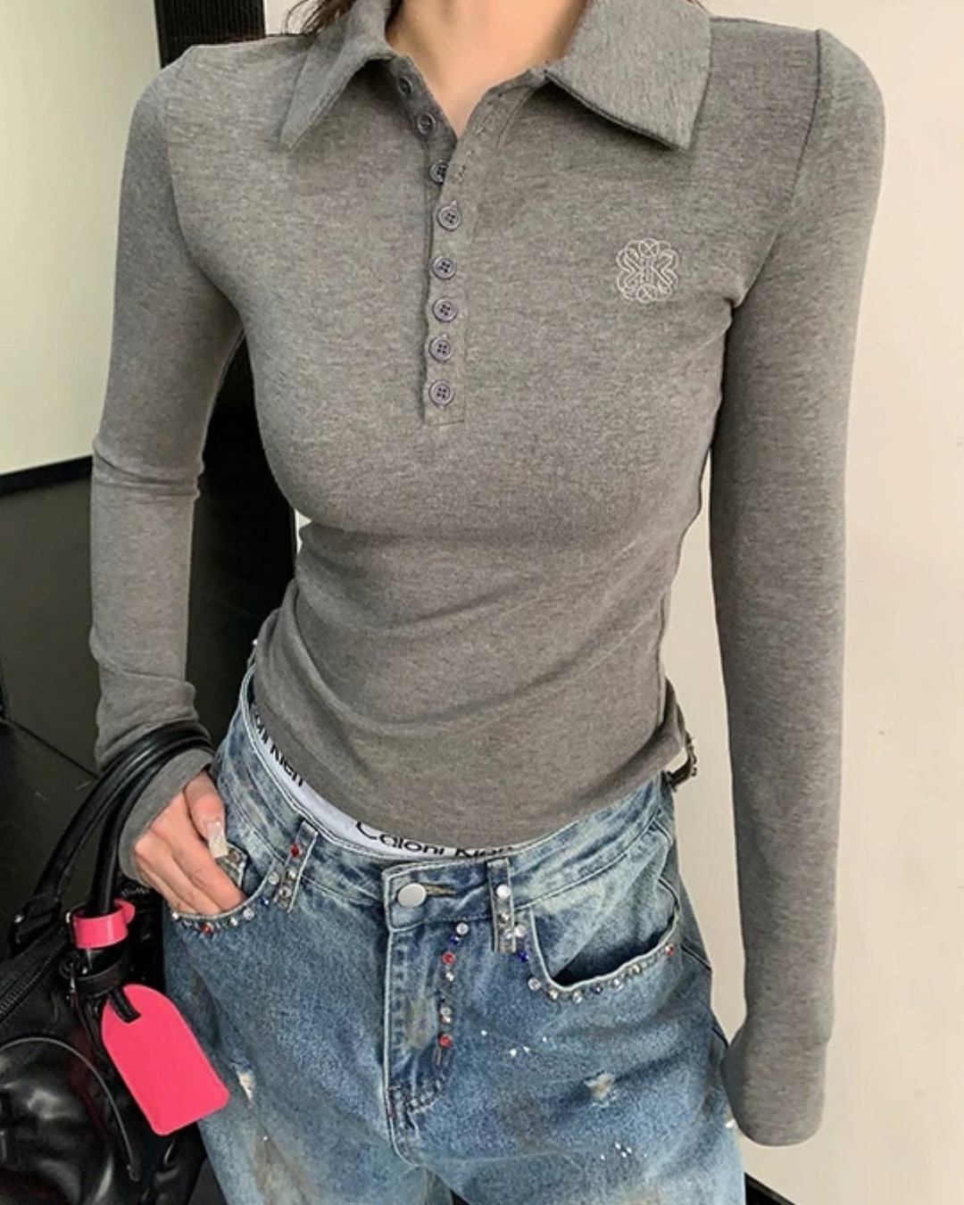 Half-Button Slim Top YLS1052