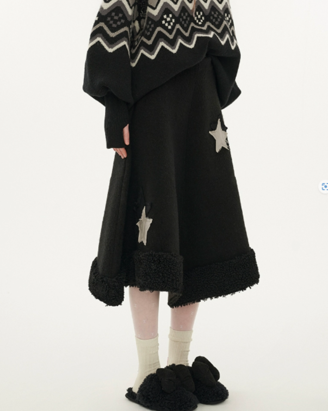 Retro Design Knit & Star Long Skirt MAM0014