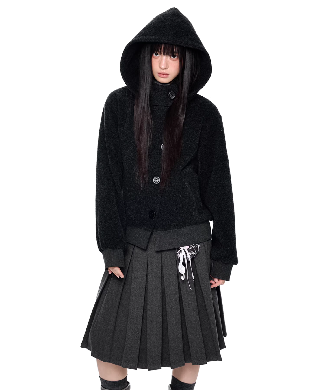 Short Wool Hooded Coat EZK0102