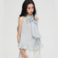 Stripe Long Bow Tie Top  PUC0018