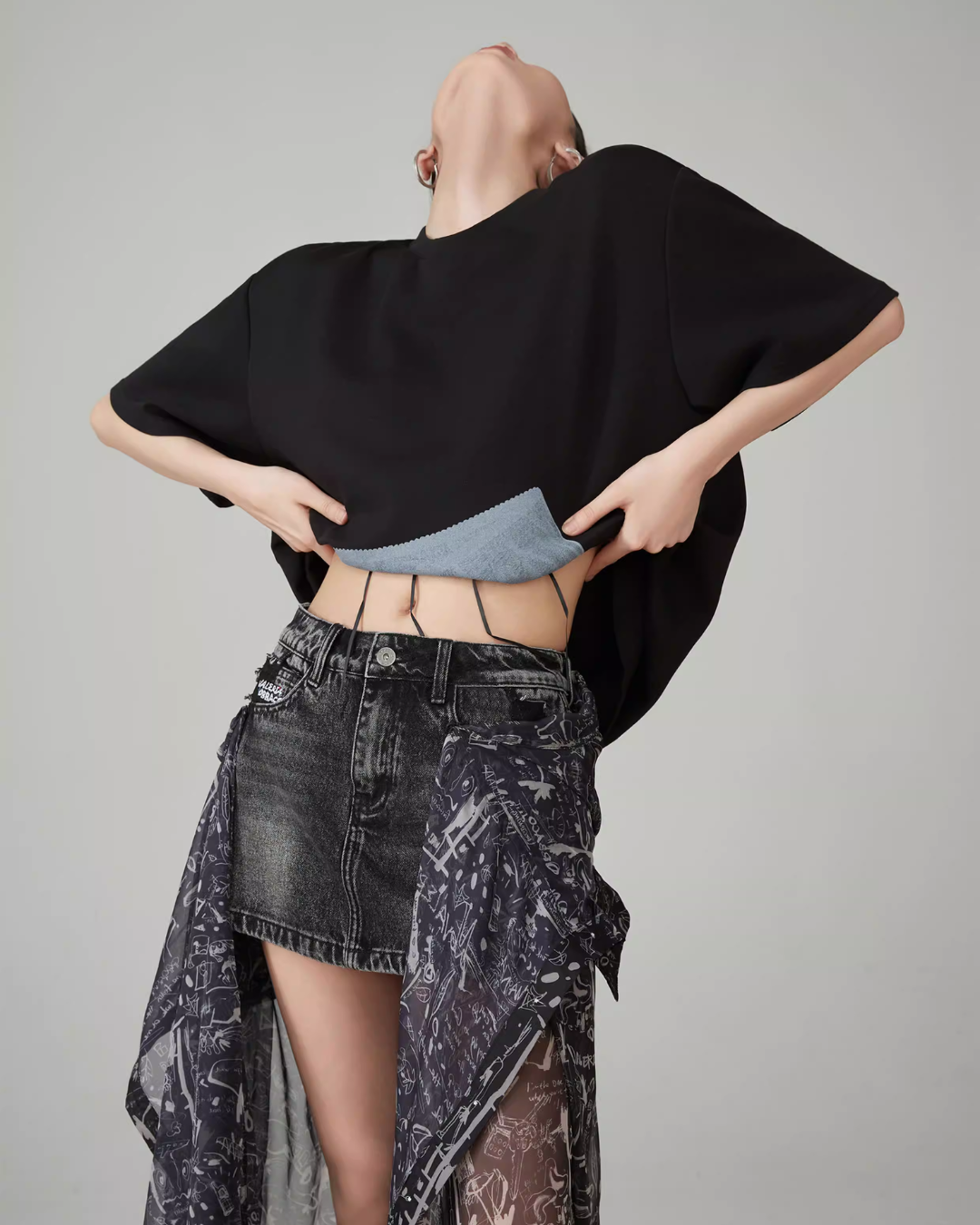 Lace Printed Short-Sleeve T-Shirt FER0071