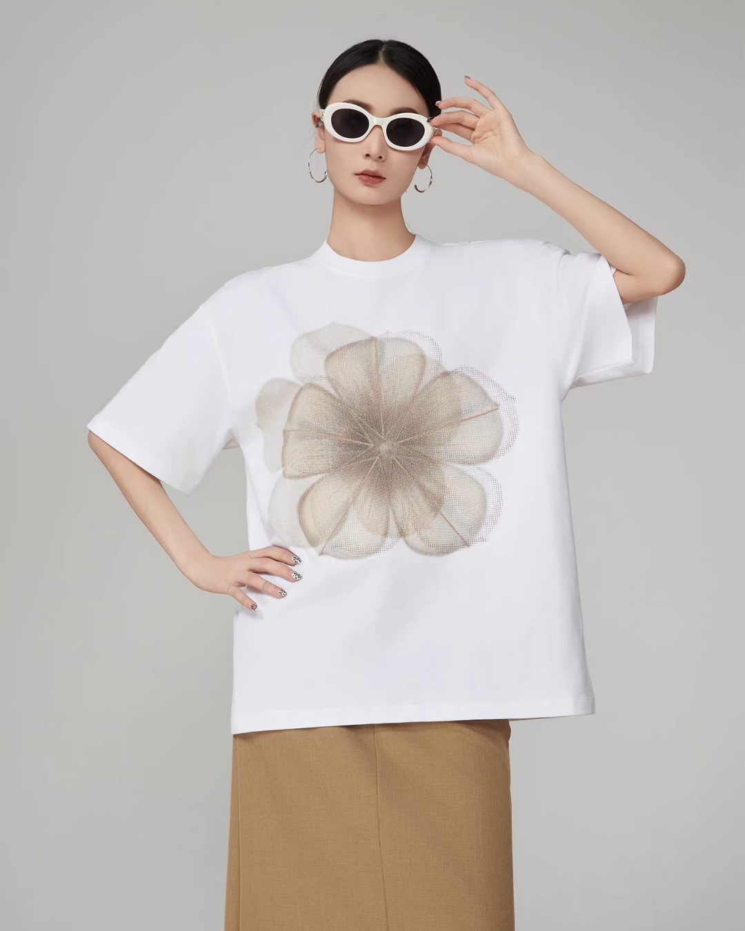 Flower Print Short-Sleeve T-Shirt FER0041