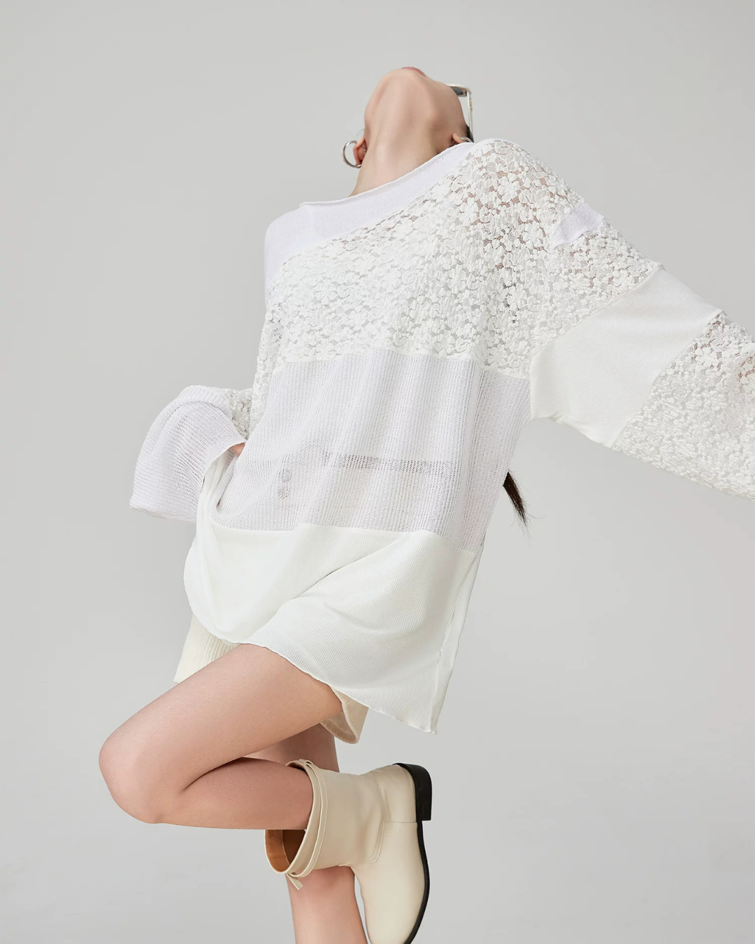 Patchwork-Style Lace Switch Tunic FER0266