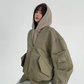 Layered Style Double Zip Hooded Jacket YLS0828