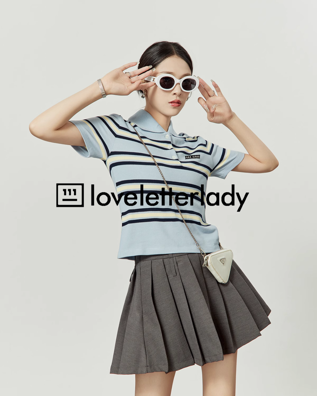 Polo Striped Tops / Pleated Skirts LLA0122