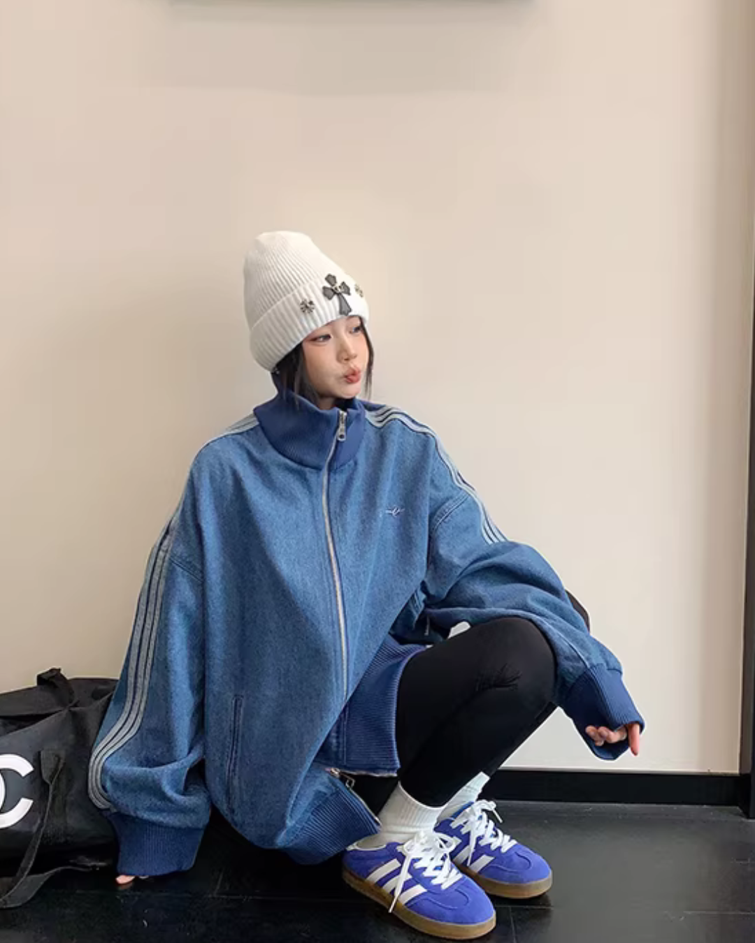 Sideline Denim Track Jacket YLS1017