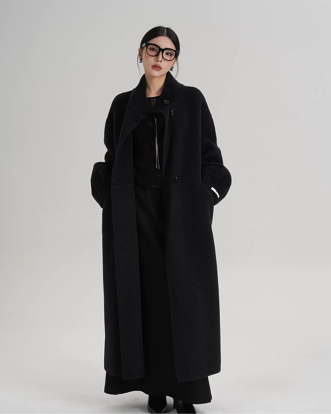 Mock Neck Long Coat SRS0413