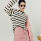 Black Pink Stripe Long Sleeve T-Shirt LLA0001