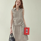 Retro Plaid Sleeveless Shirt / Long Skirt AMU0025