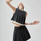 Cropped Striped Sleeveless / Box Pleat Skirt FER0315