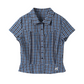 Checked Short Sleeve Shirt / Dark Blue Midi Skirt WEO0028