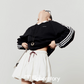 Side Line Black Top / Balloon Skirt Pants LLA0518
