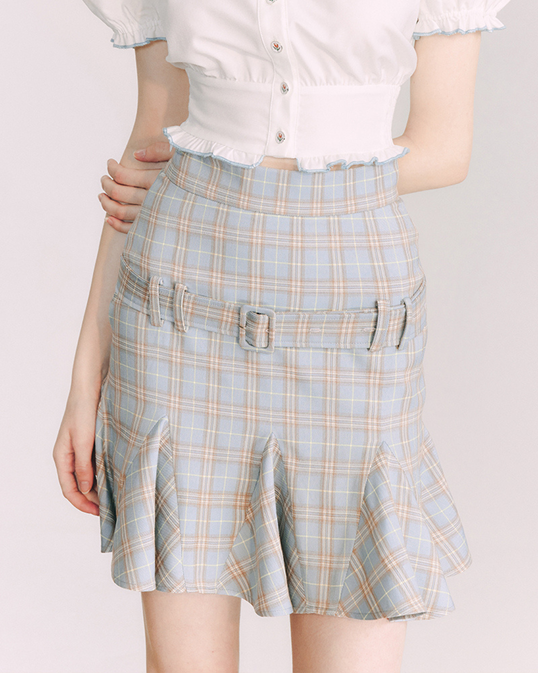 American Retro Ruffle High Waist Skirt GOU0102