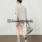 Gray Chiffon Short Sleeve Tops / Short Pants LLA0449