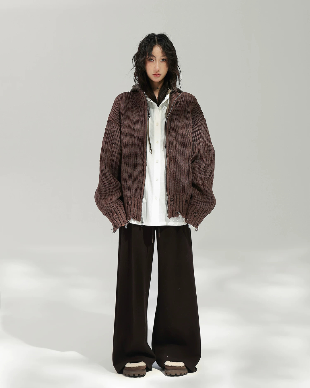 Stand Collar Zip-Up Knit Jacket ACS0389