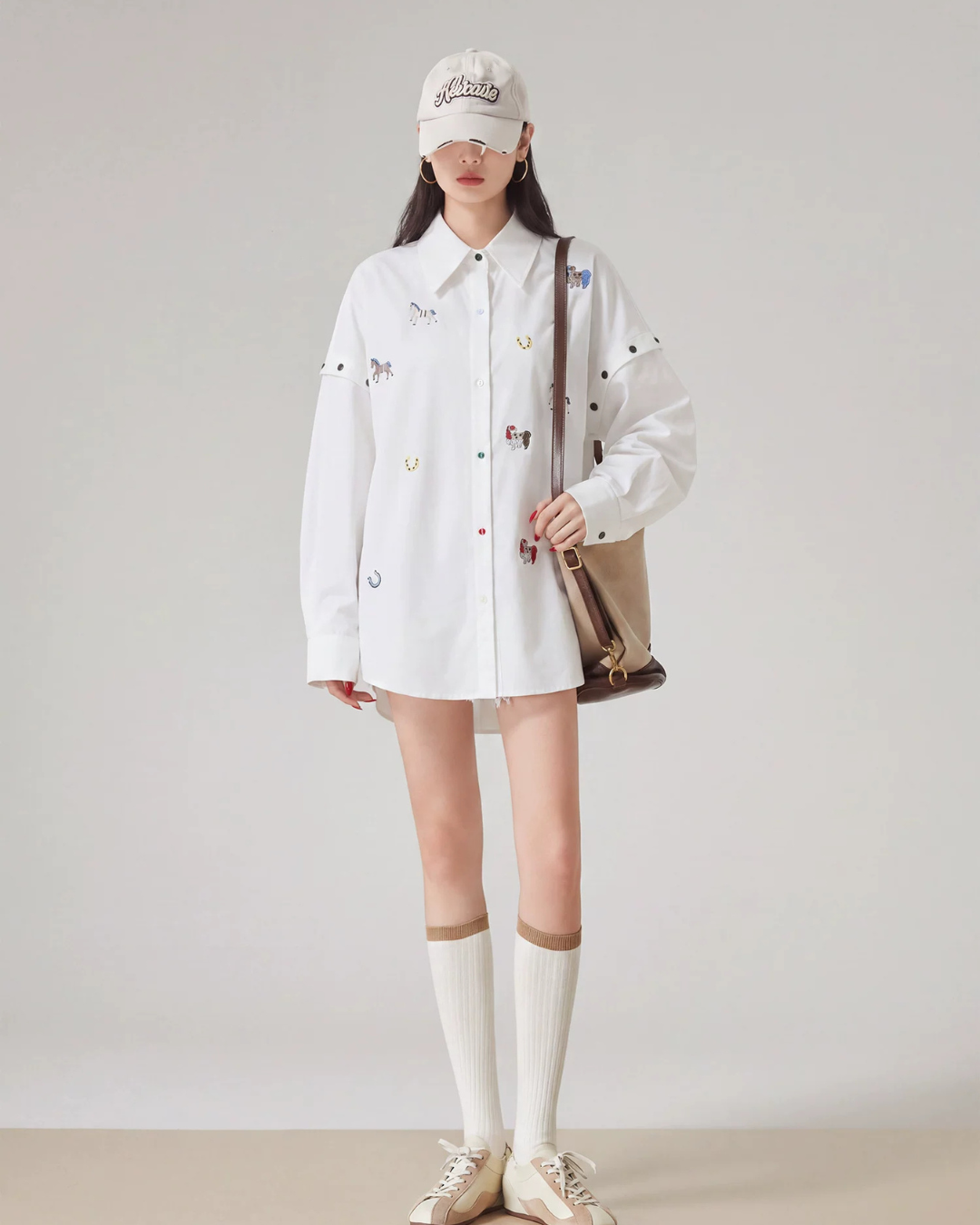 Pony Embroidered Long-Sleeve Shirt FER0366