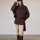 Retro Plaid Collarless Jacket / Mini Skirt SUY0019