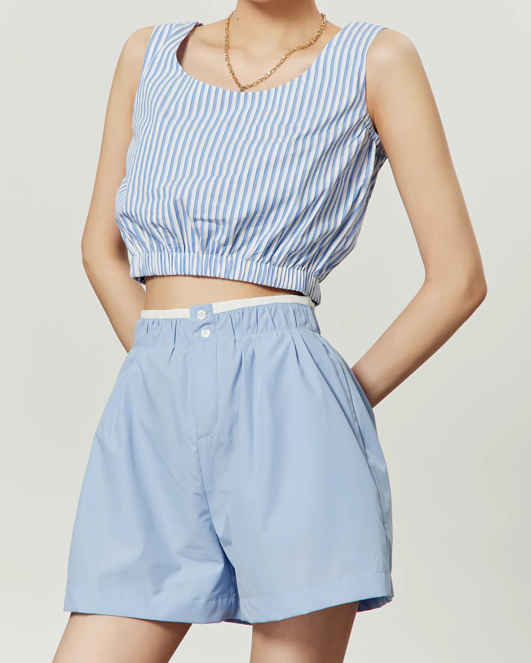 Blue Cropped Shirt / Vest / Shorts LLA0041