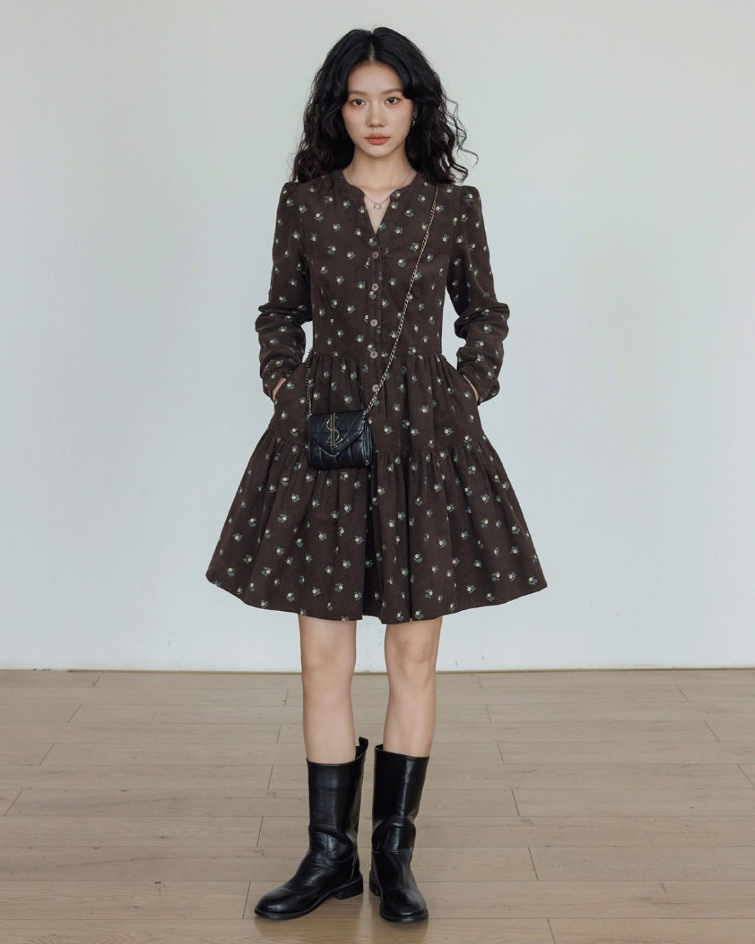 Small Floral Print Flare Dress VAS0163