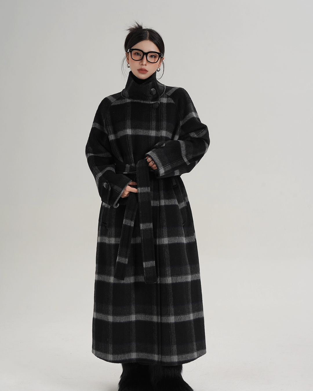 Stand Collar Paid Long Coat SRS0391