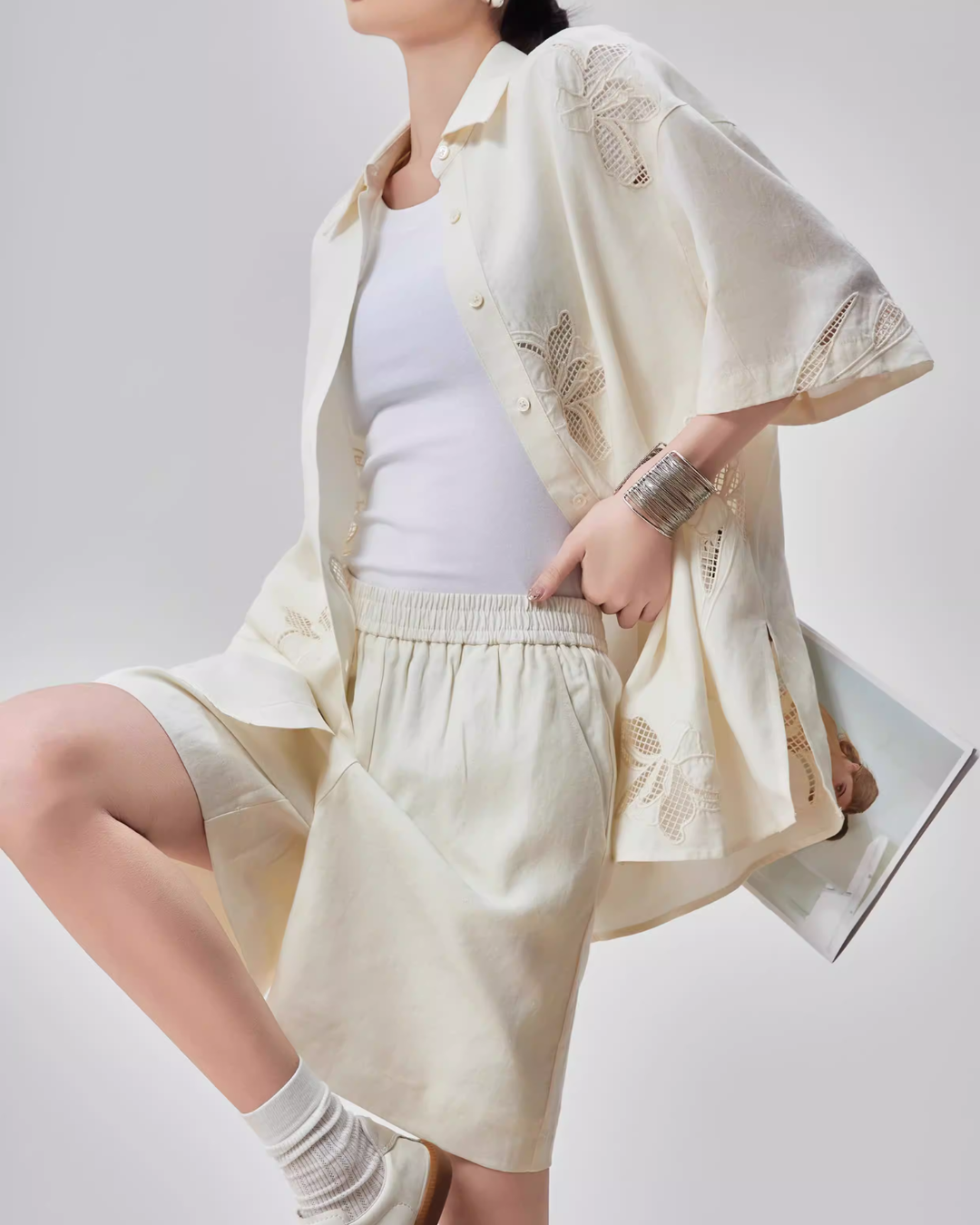 Botanical Embroidery Shirt / Shorts FER0116