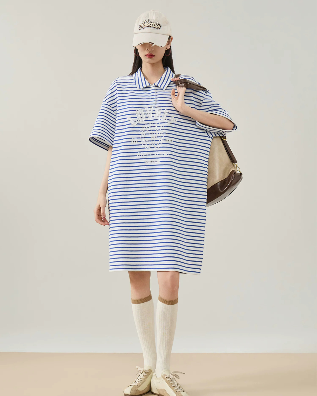 Striped Polo Shirt Mini Dress FER0296