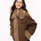 Brown Suede Jacket/Wide Denim Pants ELS0008
