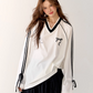 V-Neck Side Line Long Sleeve Top / Flare skirt ASG0007