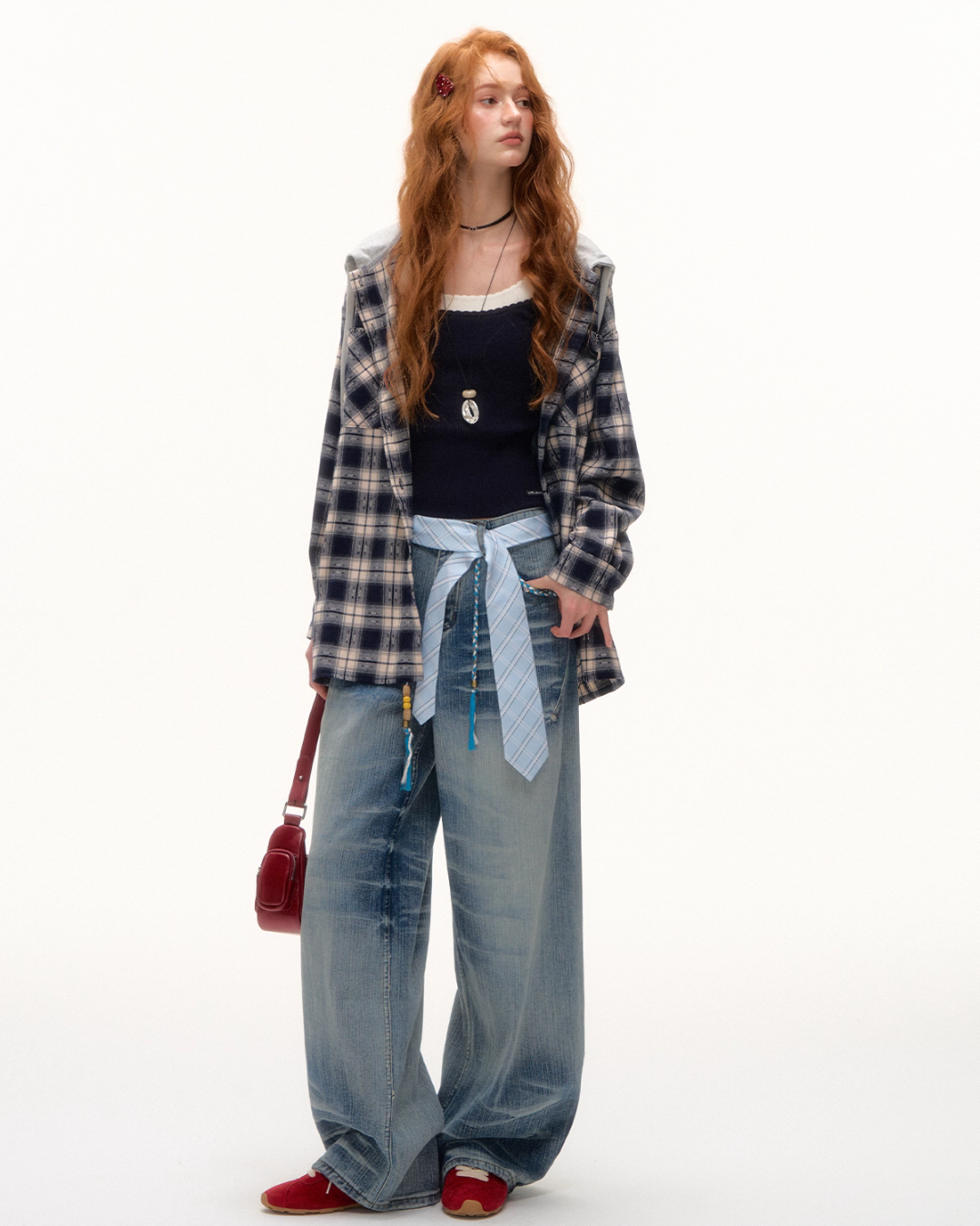 Plaid Hood Loose Shirt ASG0058