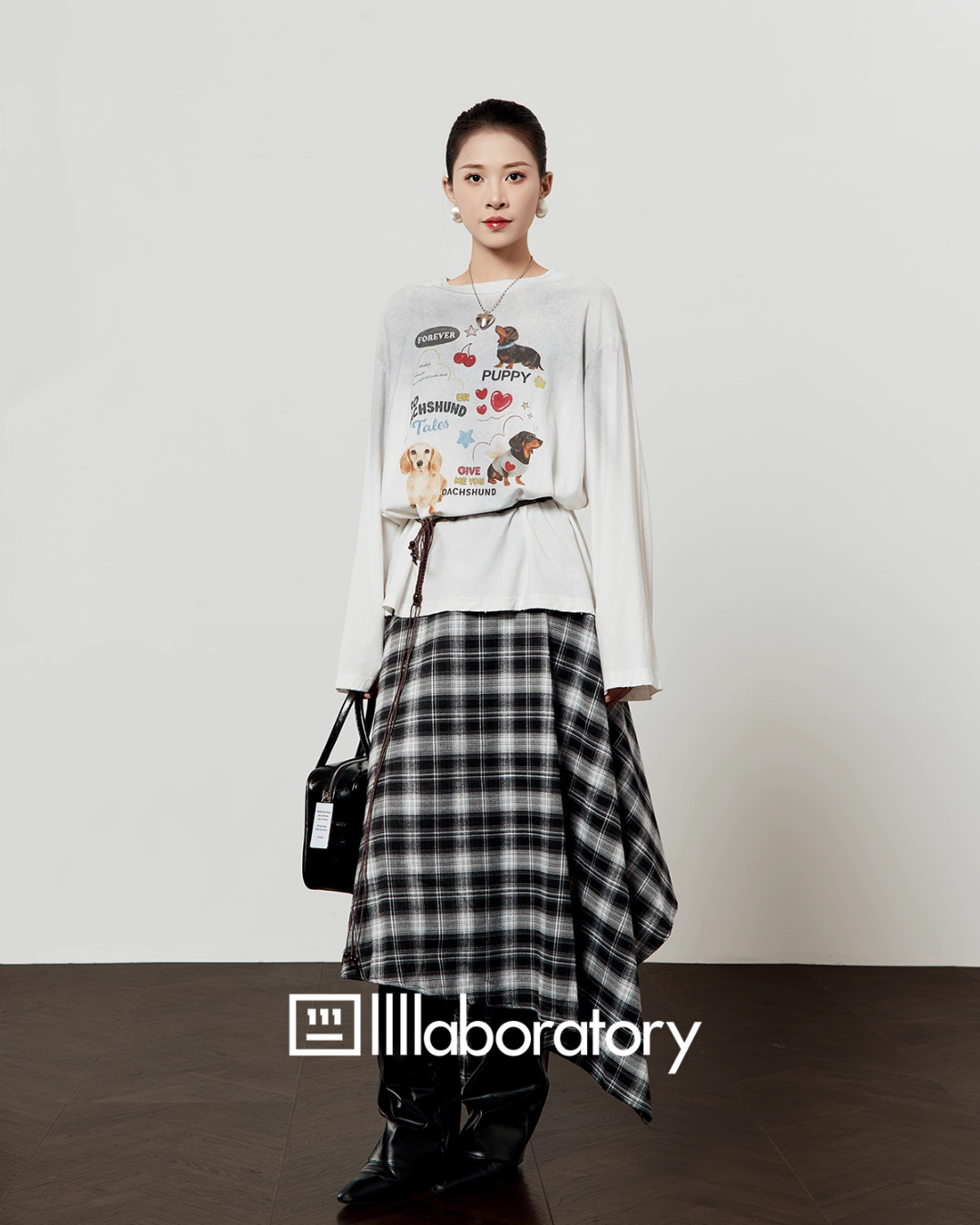 Long-Sleeve Top / Paid Long Skirt / Caramel Blouson  LLA0551