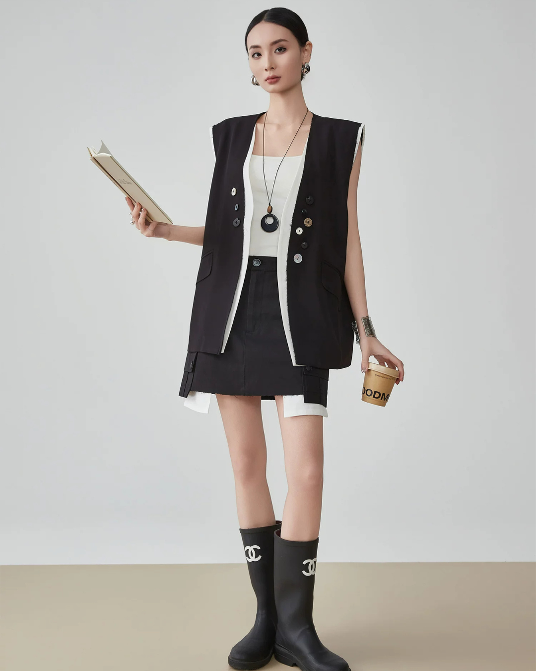 Fake Layered Vest / Mini Skirt FER0216