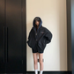Labeled Button Double Zip Hoodie YLS1076