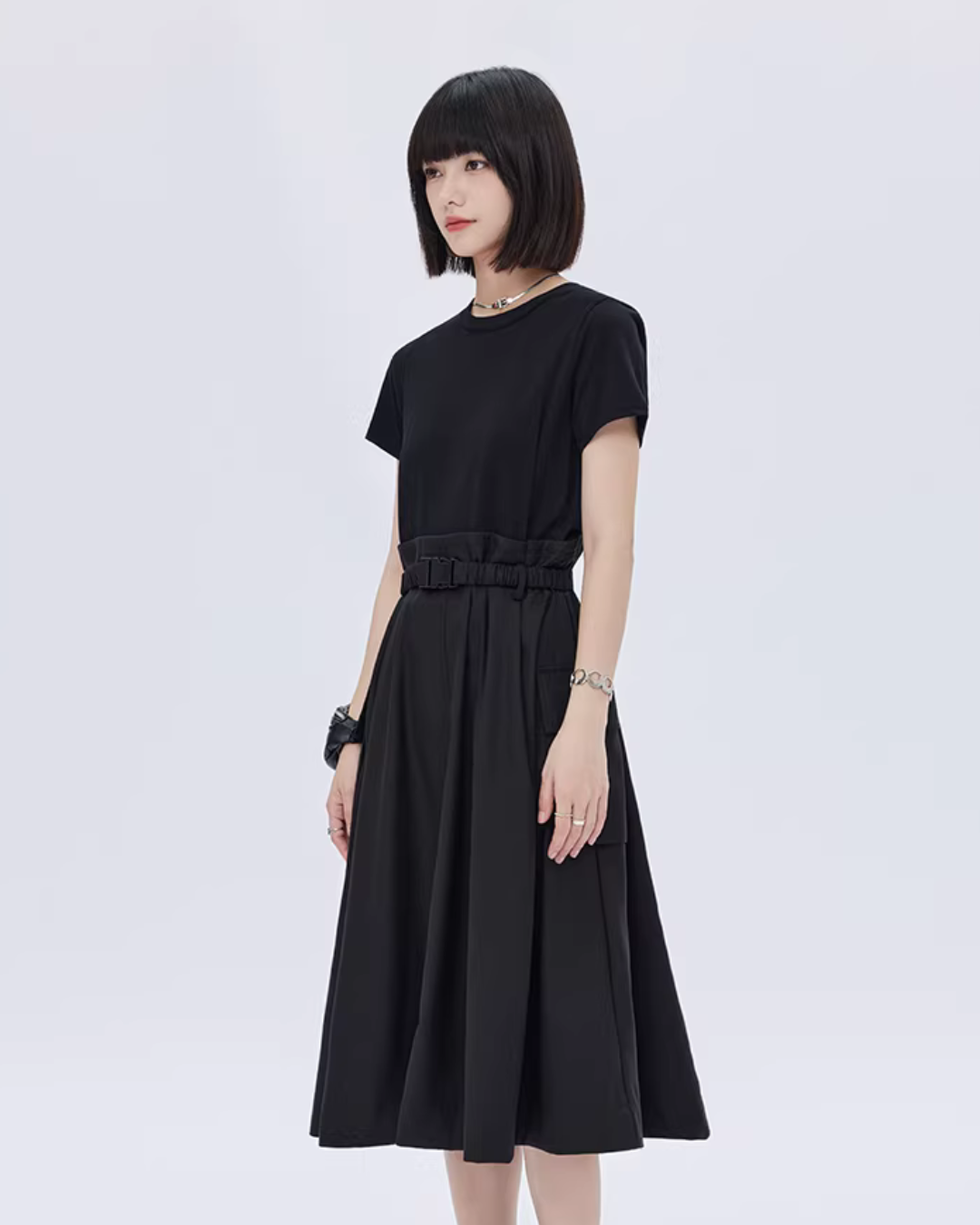 Patch Pocket Waist T-Shirt Dress SHN0013