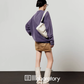 Tiger Motif Crewneck Top/Khaki Denim Skirt LLA0610