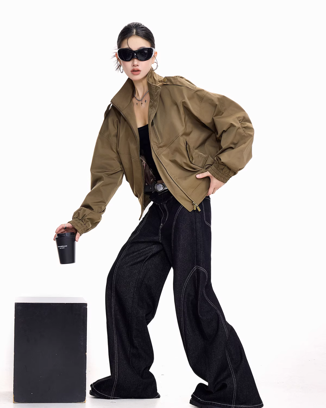 Stand Collar Cropped Jacket ICM0087