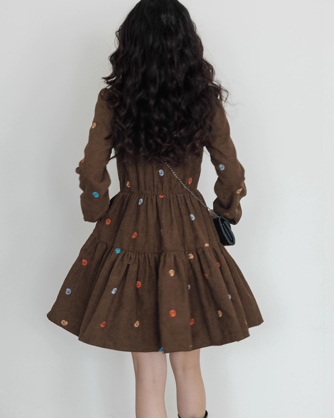 V-Neck Embroidered Shirt Dress VAS0169