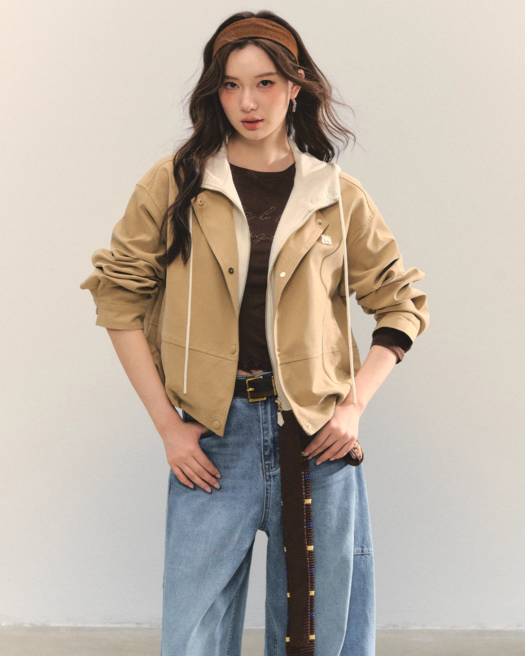 Retro Casual Khaki Jacket / Long-Sleeve Top ASG0052