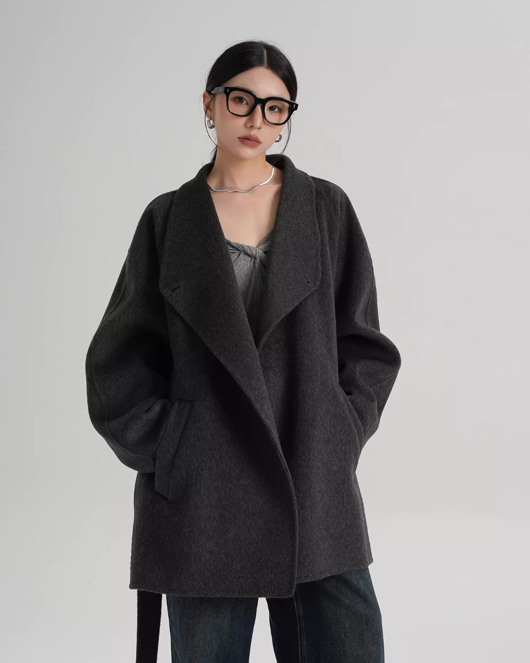 Mid Length Belted Wool Coat SRS0363