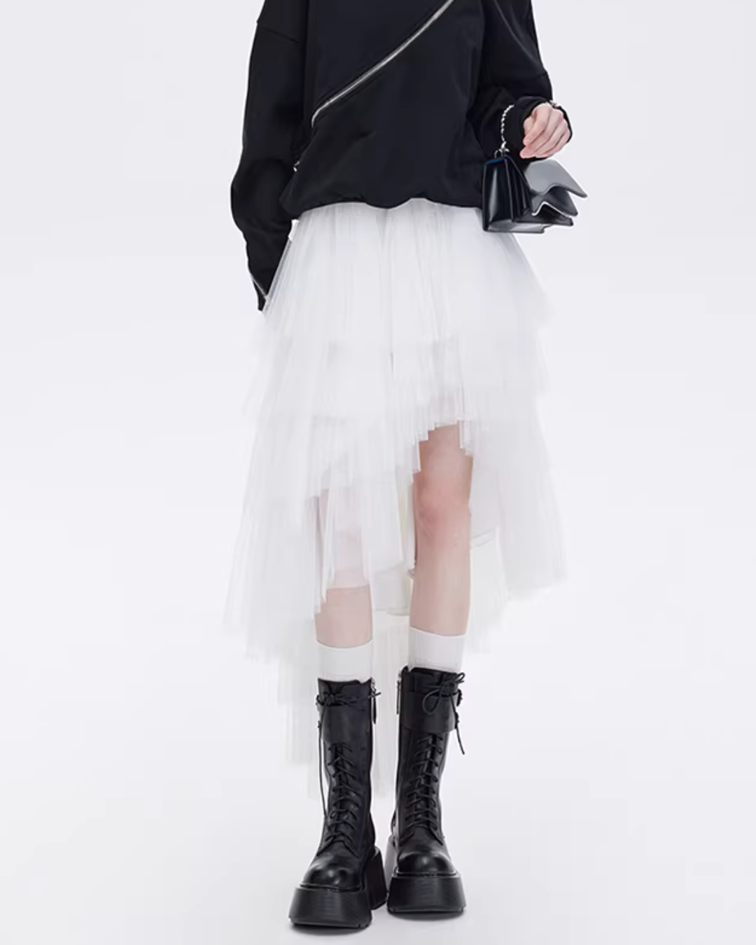 Buckled Irregular Tulle Skirt SHN0006