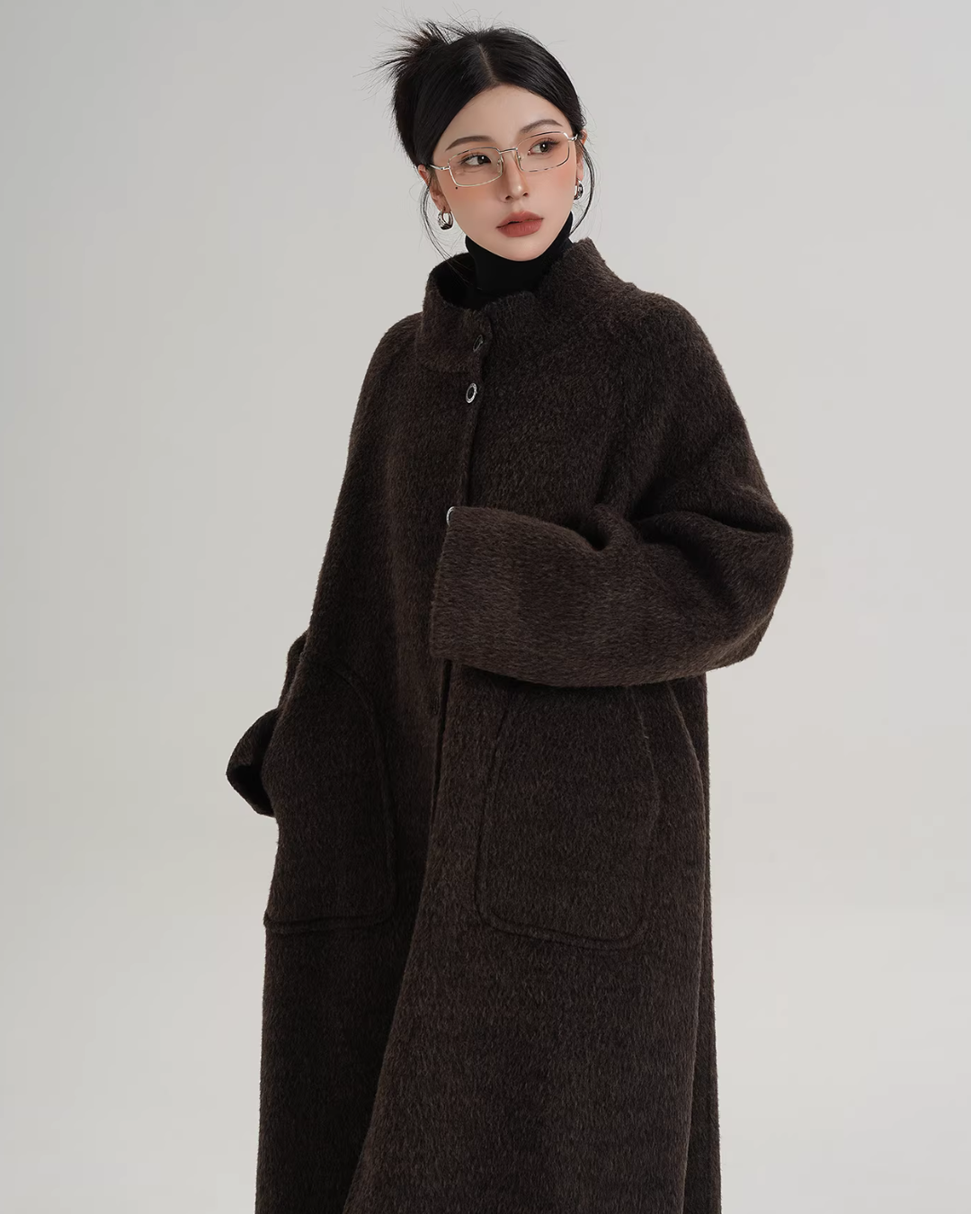 Mock Neck Long Coat SRS0407