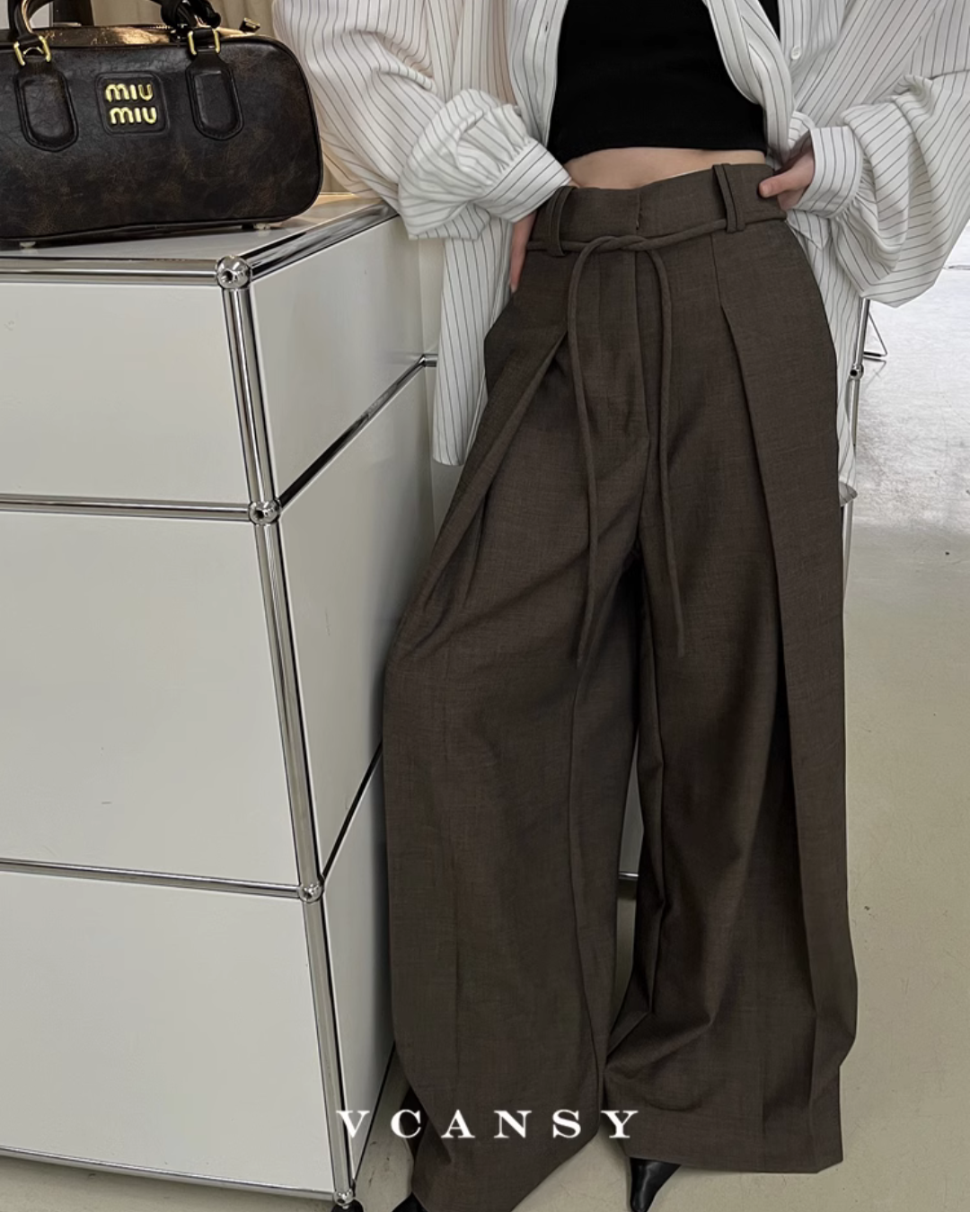 Retro High Waist Wide Pants VCY0063