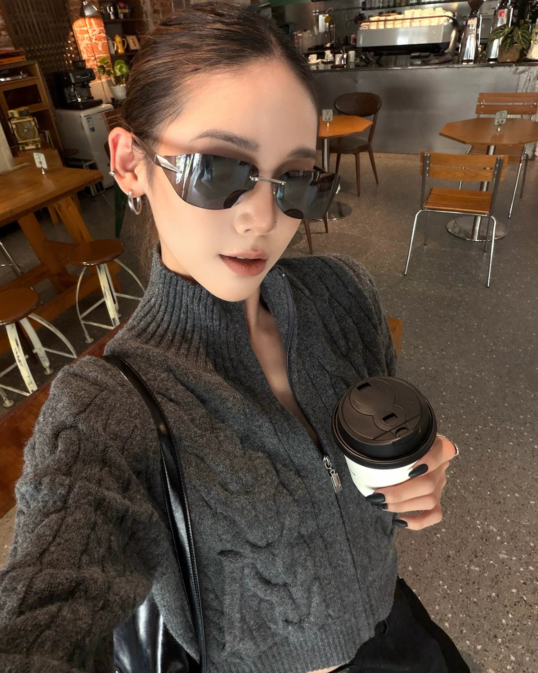 Stand Neck Cable Knit Jacket WWP0021