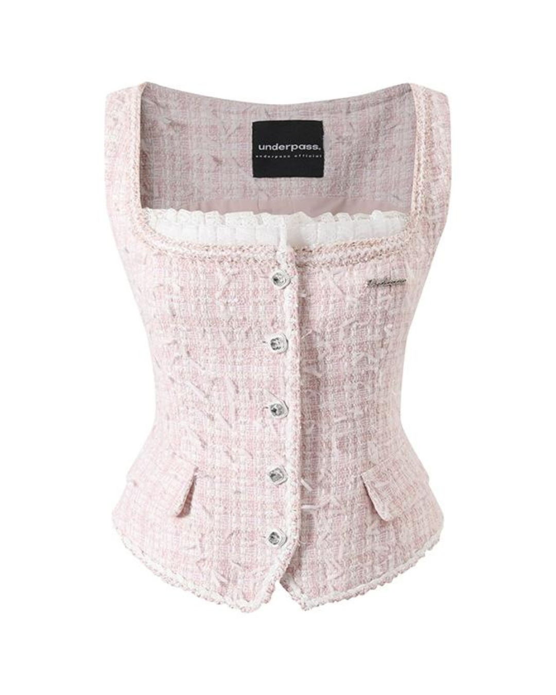 Girly Tweed Vest & Puff Sleeve Shirt UNP0013