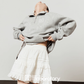 Half-Zip Sweat Top/Lace Mini Skirt LLA0565