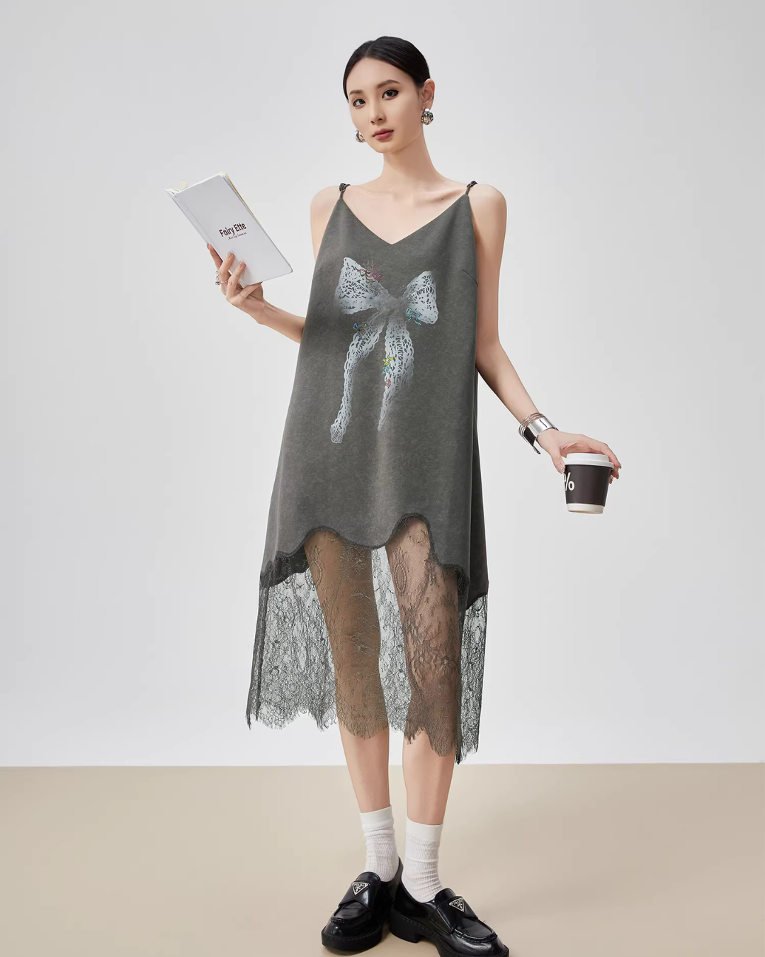 Lace Spliced Camisole Dress FER0074