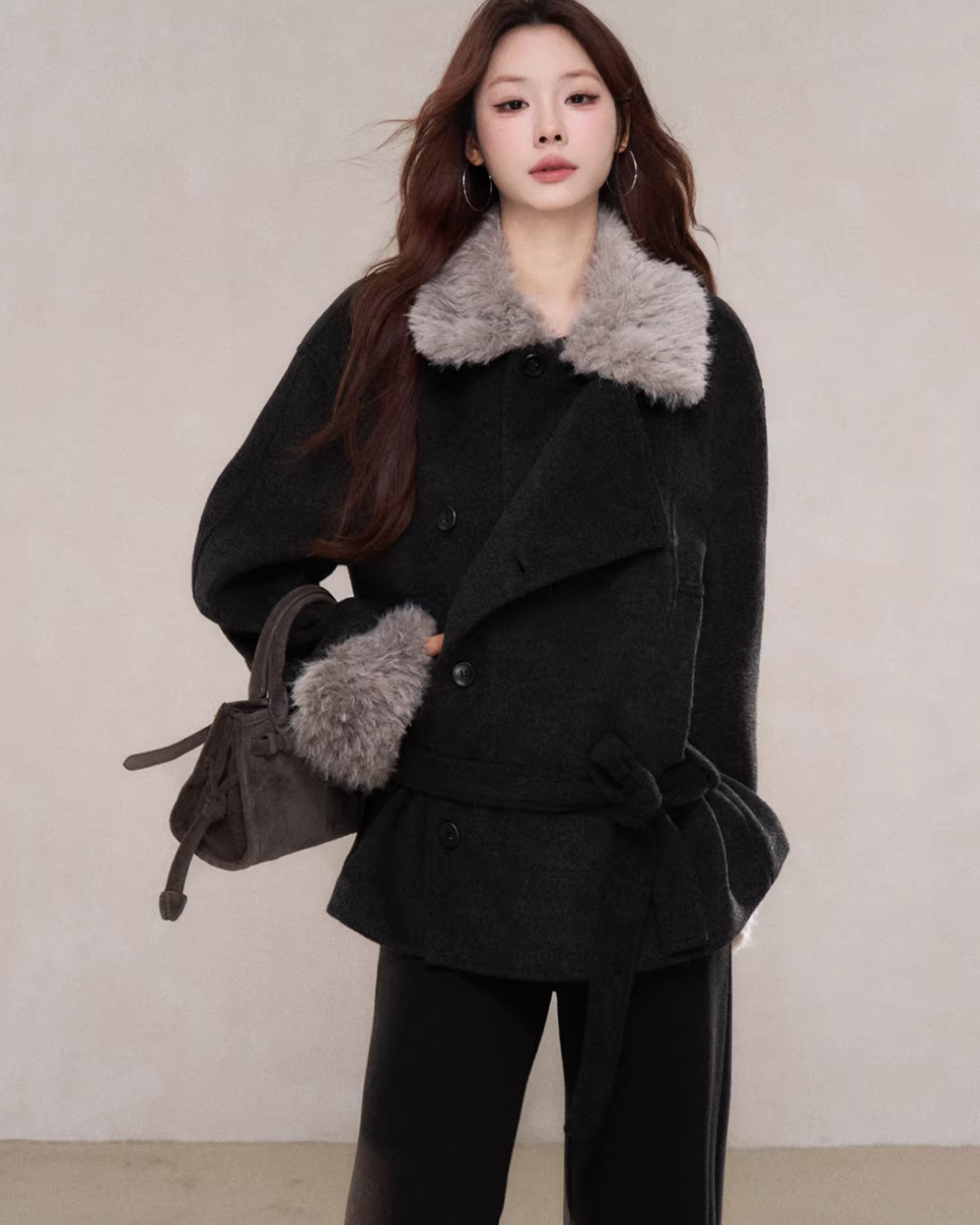 Fur Collar Mid-Length Coat WDB0009